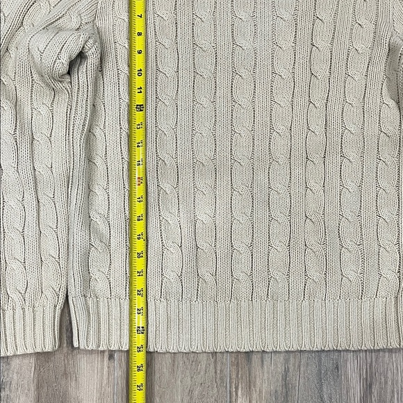 Polo by Ralph Lauren Vintage Cream V-Neck Linen/Cotton Cable Knit Sweater Size L - Picture 5 of 6